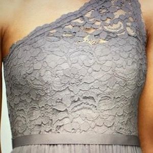 David's Long One Shoulder Lace Dress, Size 6